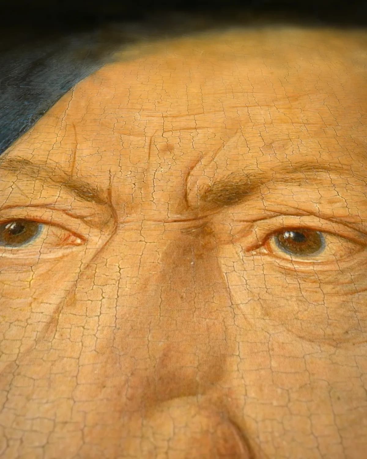 Portret van kardinaal Niccolò Albergati op geweven fluweel, uitsnede 3 van 3