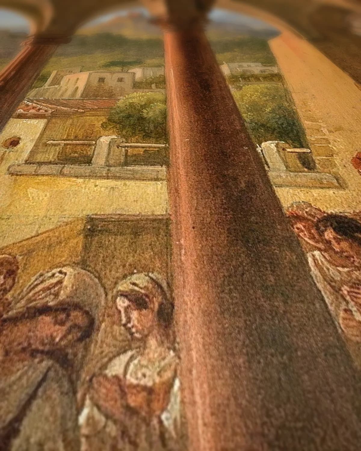 Uitzicht op Amalfi vanuit de voorhal van de kathedraal op geweven fluweel, uitsnede 1 van 3