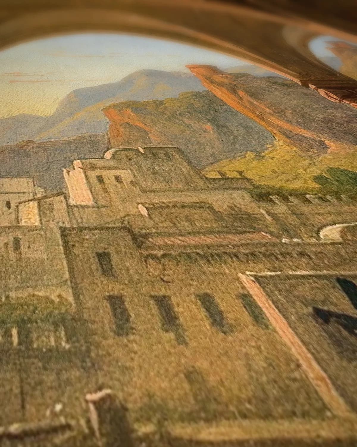 Uitzicht op Amalfi vanuit de voorhal van de kathedraal op geweven fluweel, uitsnede 2 van 3