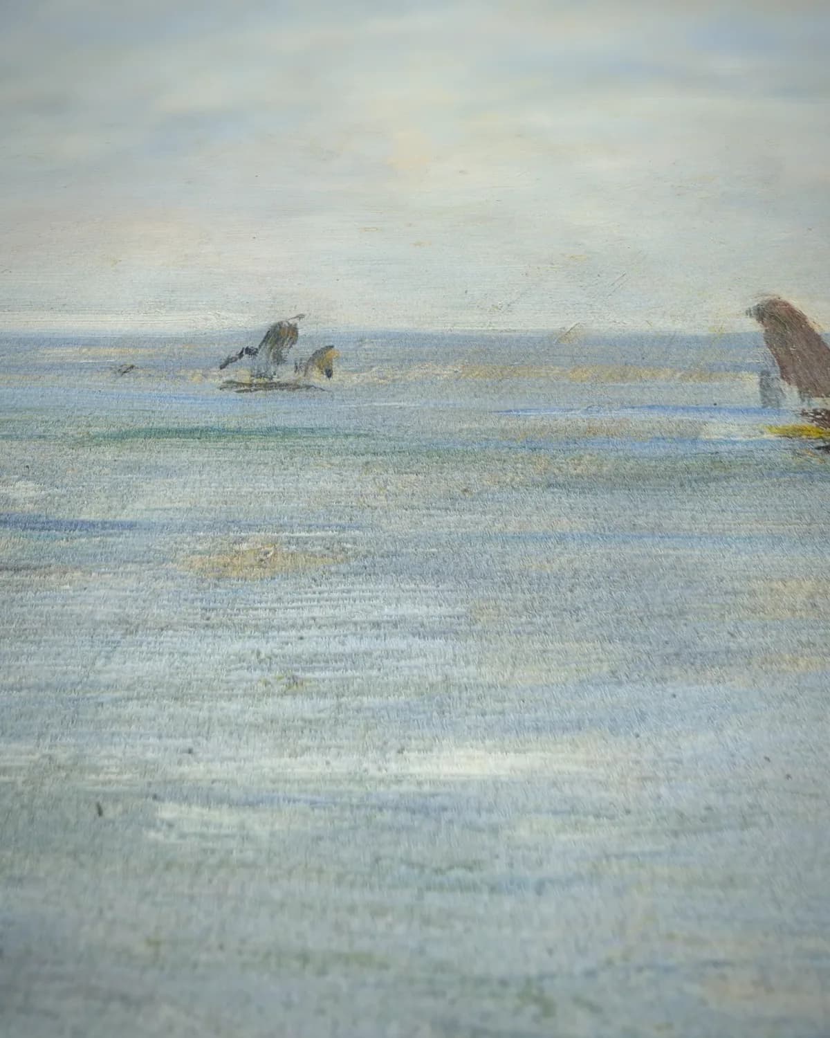 Wasvrouwen op het strand van Étretat op geweven fluweel, uitsnede 1 van 3