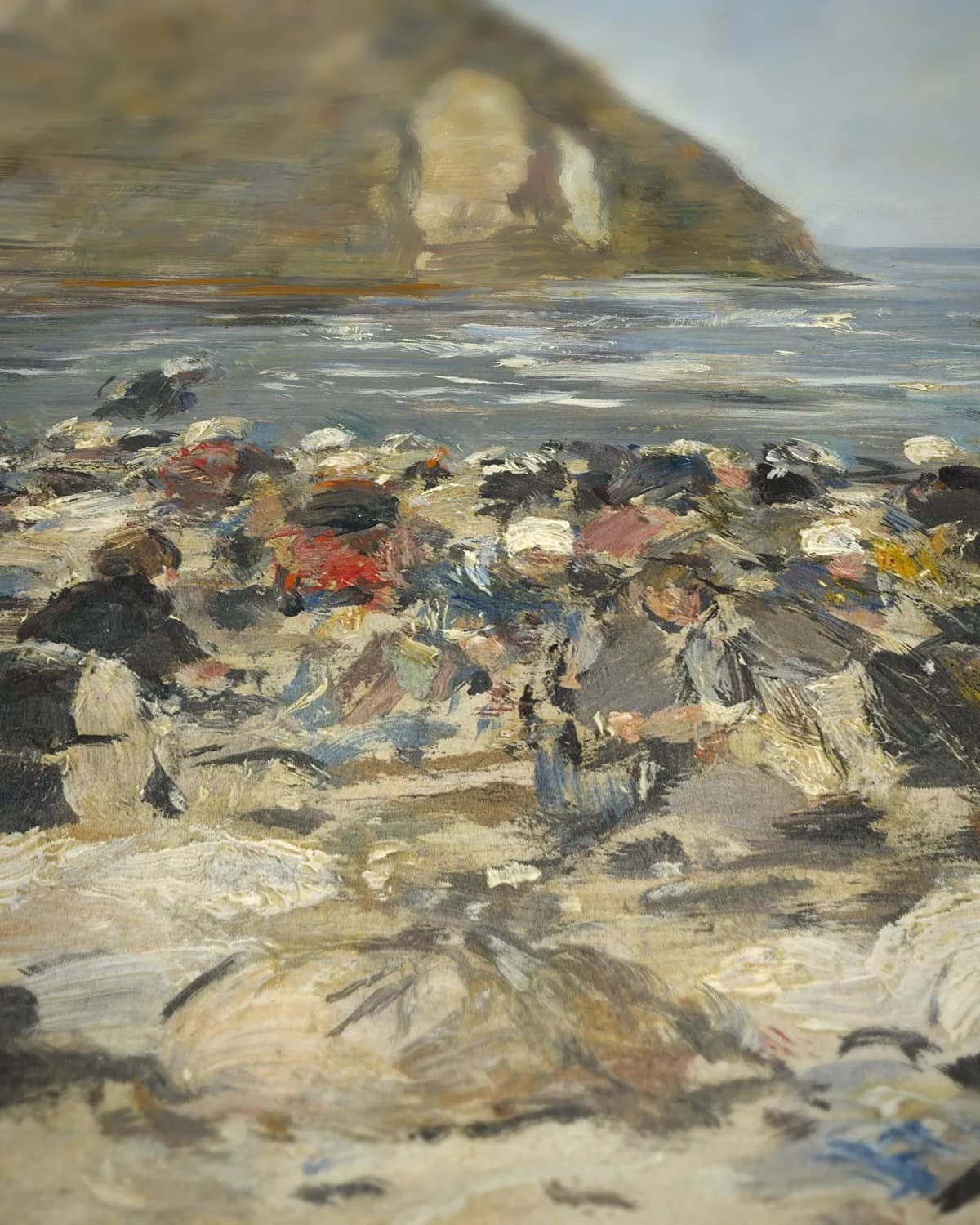 Wasvrouwen op het strand van Étretat op geweven fluweel, uitsnede 3 van 3