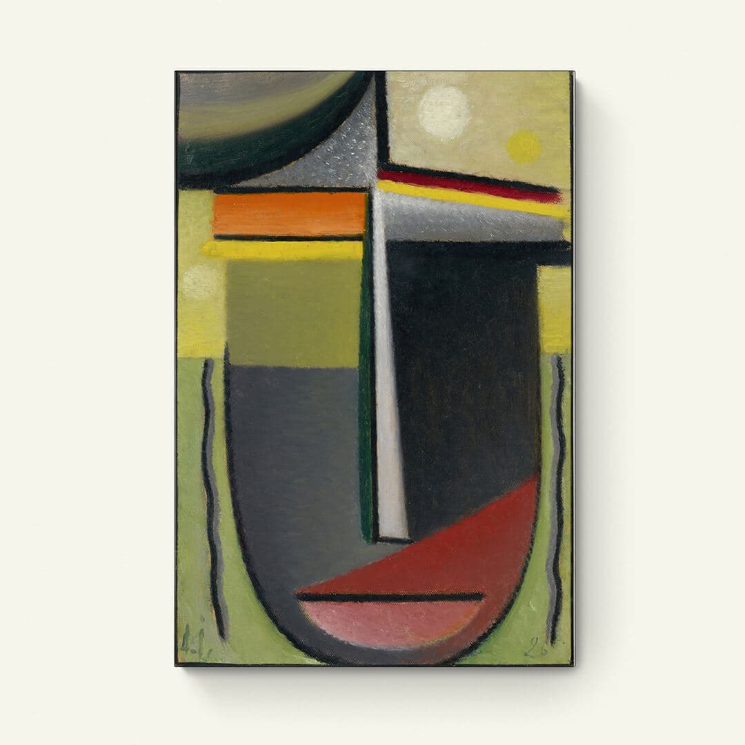 Abstract hoofd, innerlijk visioen groen-goud – Alexej von Jawlensky