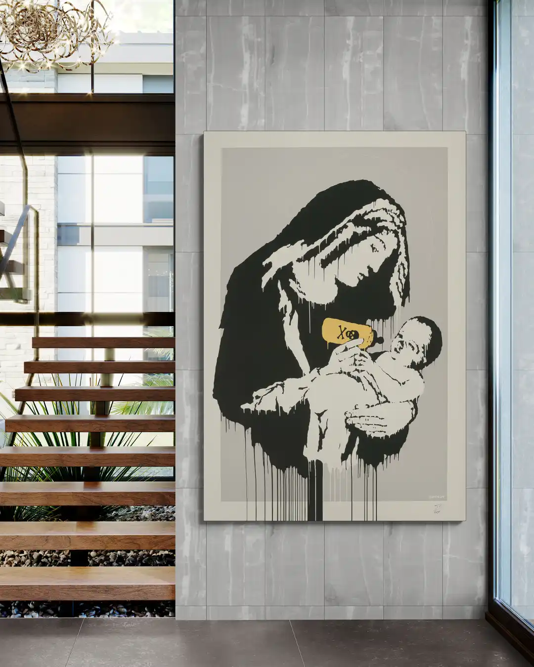 Banksy Madonna in een interieur