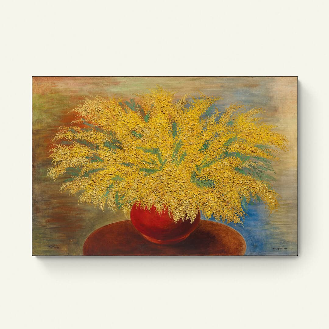 Boeket mimosas in rode pot – Moïse Kisling