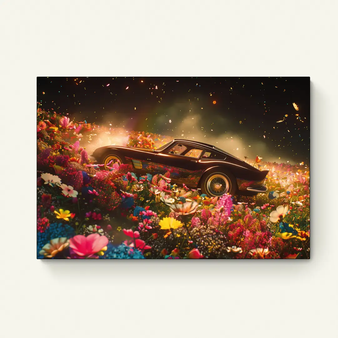 Auto en bloemen