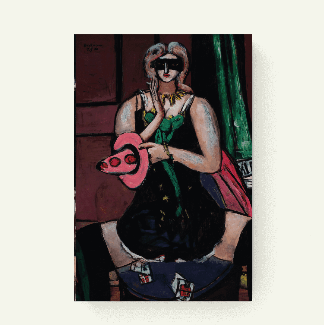 Carnavalsmasker, groen, violet en roze – Max Beckmann