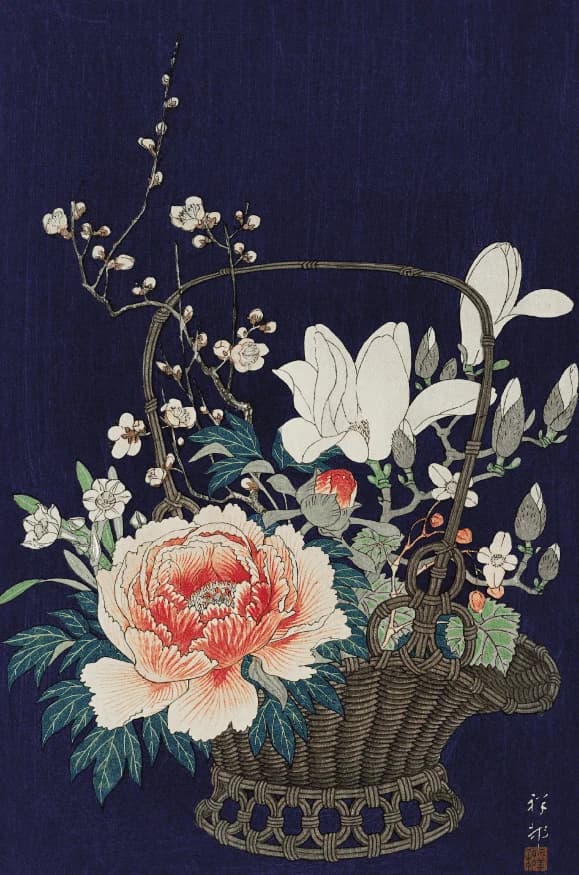 Bamboo bloemenmand – Ohara Koson