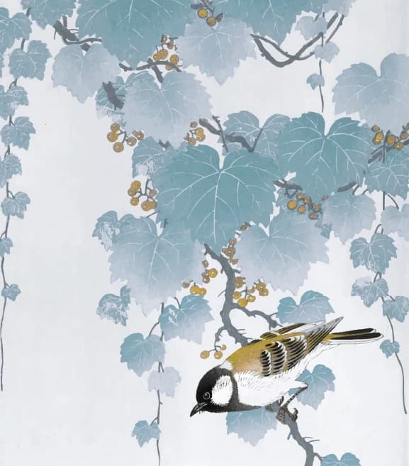 Koolmees op Paulownia Tak – Ohara Koson