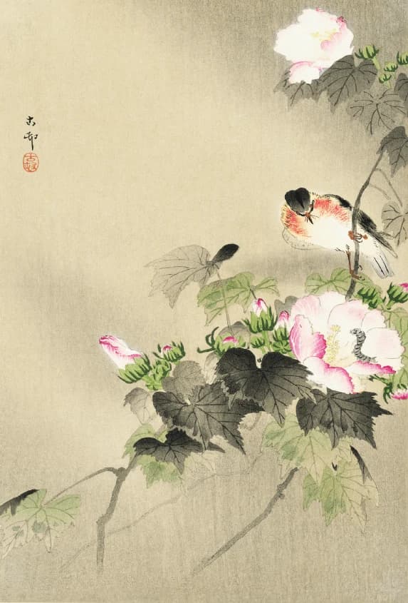 Vogel en Rups – Ohara Koson