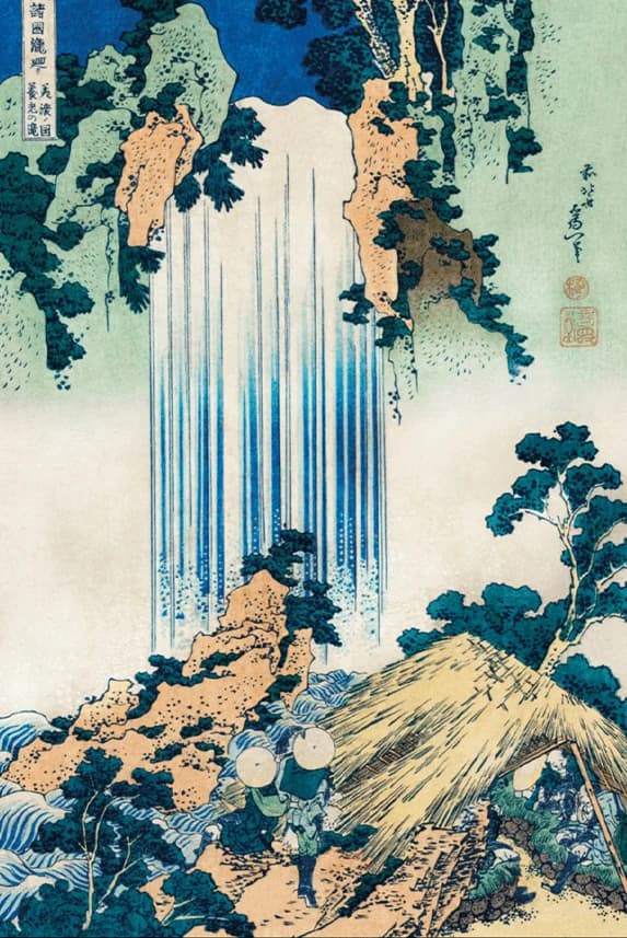 Waterval in de provincie Mino – Katsushika Hokusai