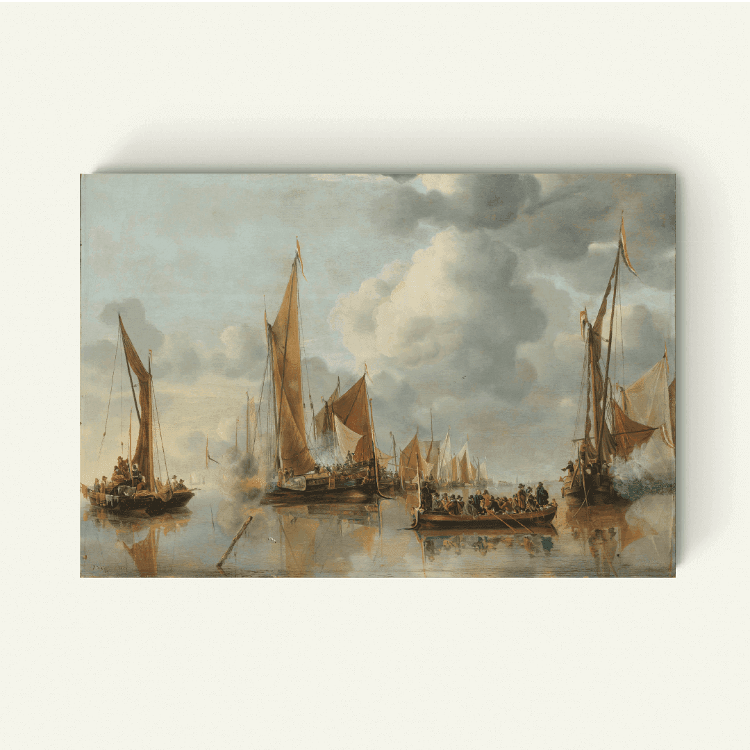 De begroeting van de regeringssloep door de binnenvloot – Jan van de Cappelle