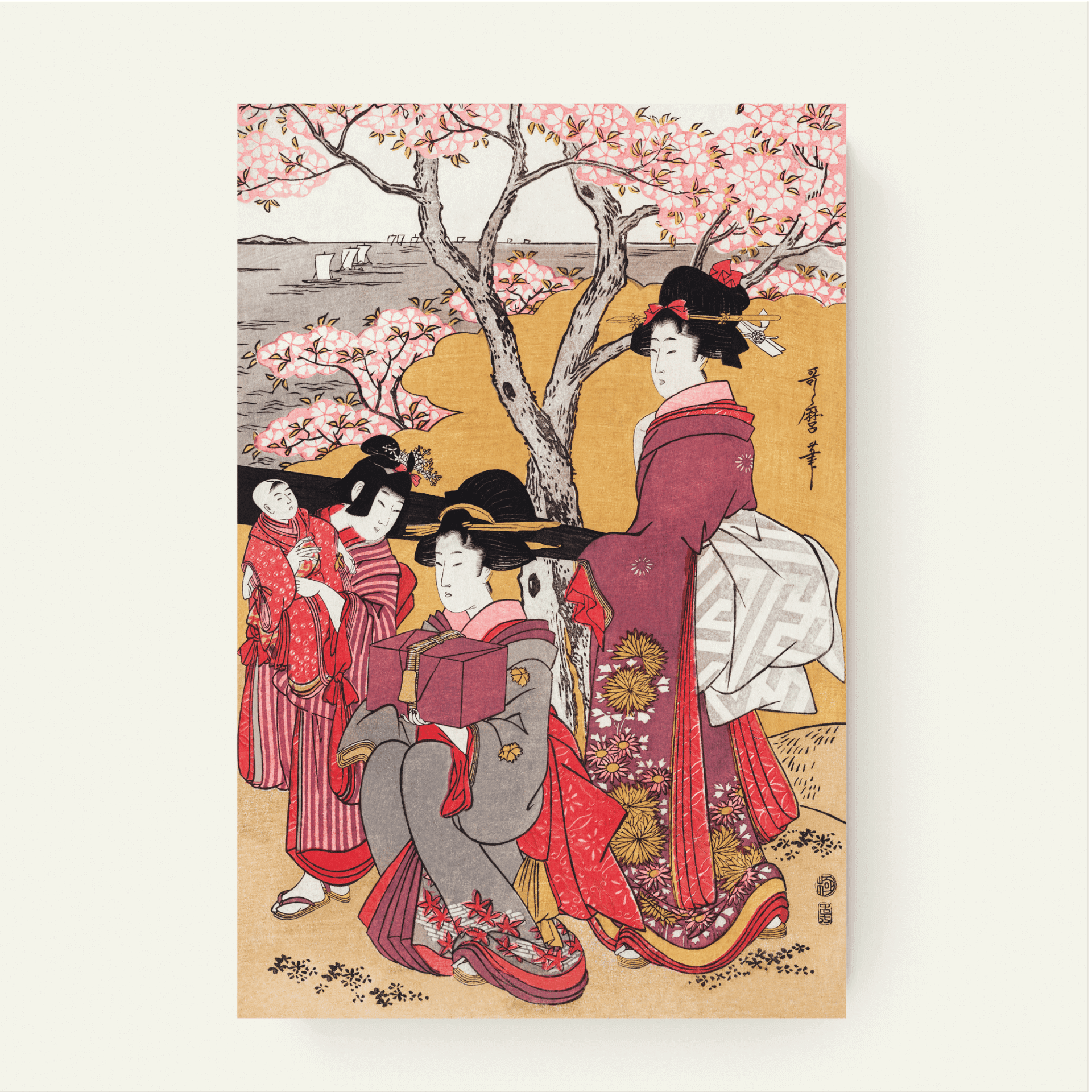 Fluisteringen van de Lente: Elegantie onder de Sakura – Katsushika Hokusai