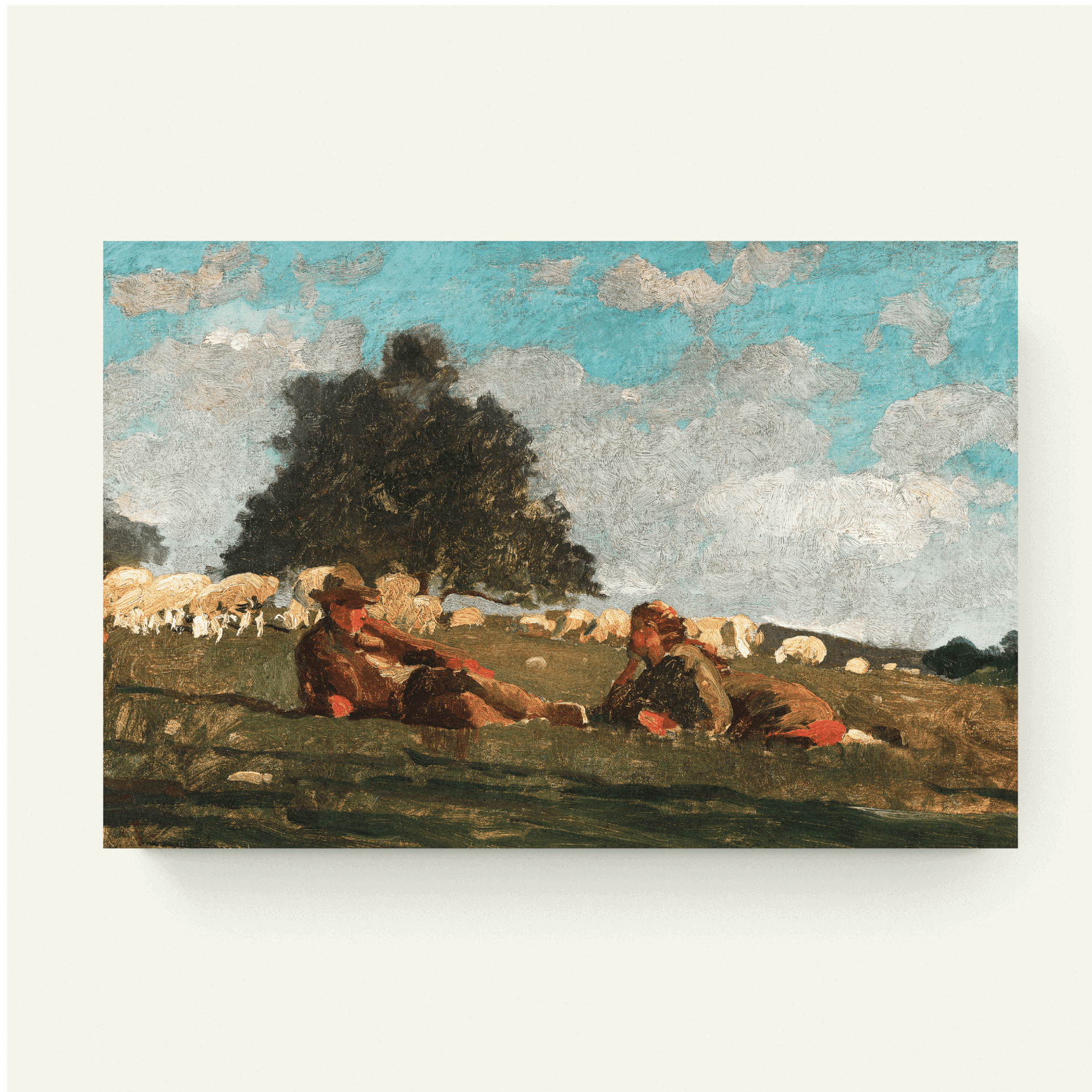 Jongen en meisje in het veld met een schaap