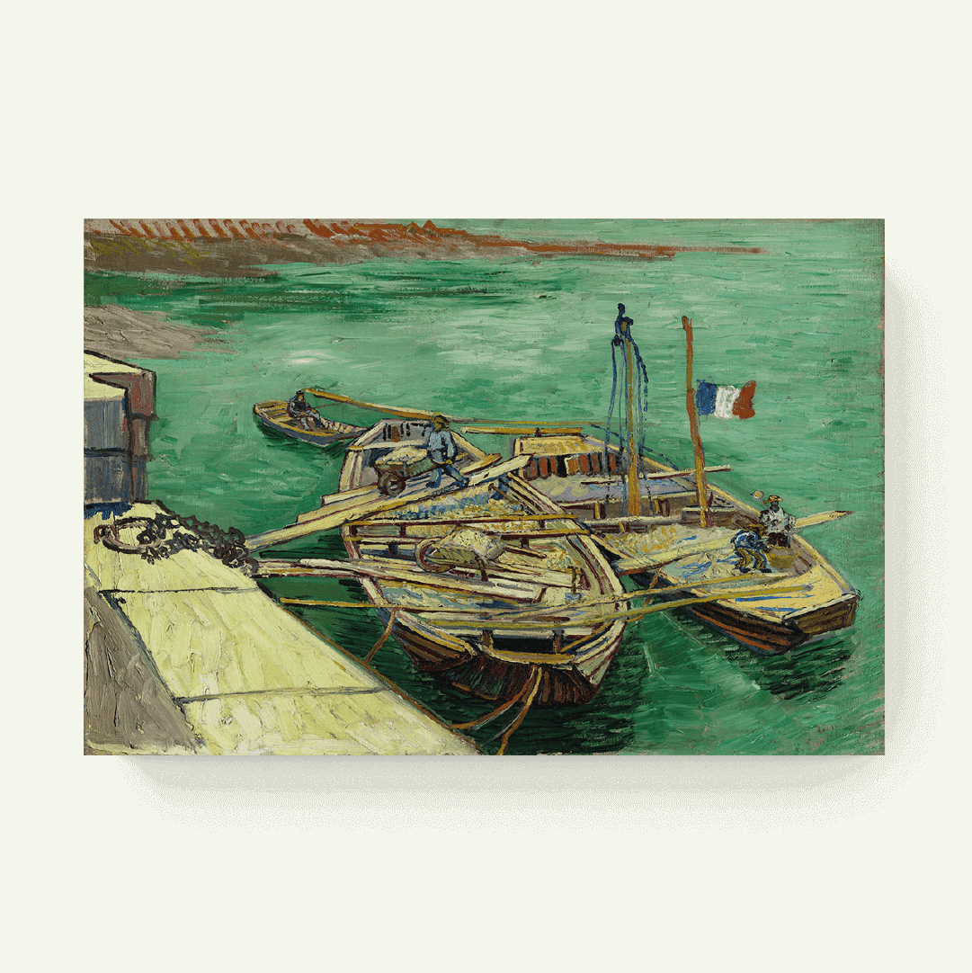 Kade met mannen die zandaken lossen – Vincent van Gogh
