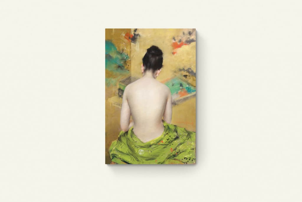 Naakte japanse vrouw met Kimono