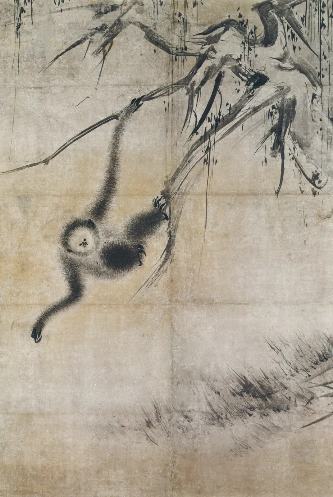 Aap hangend aan een tak – Hasegawa Tohaku