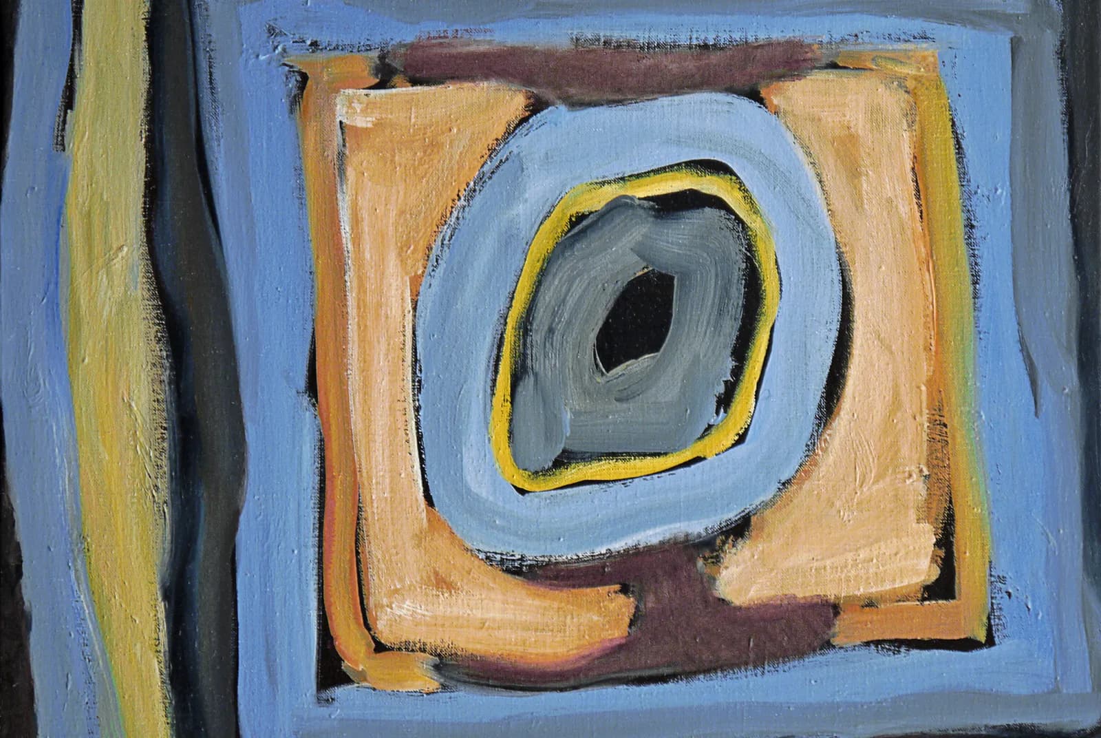 Abstracte vormen in blauw en oker – František Kupka