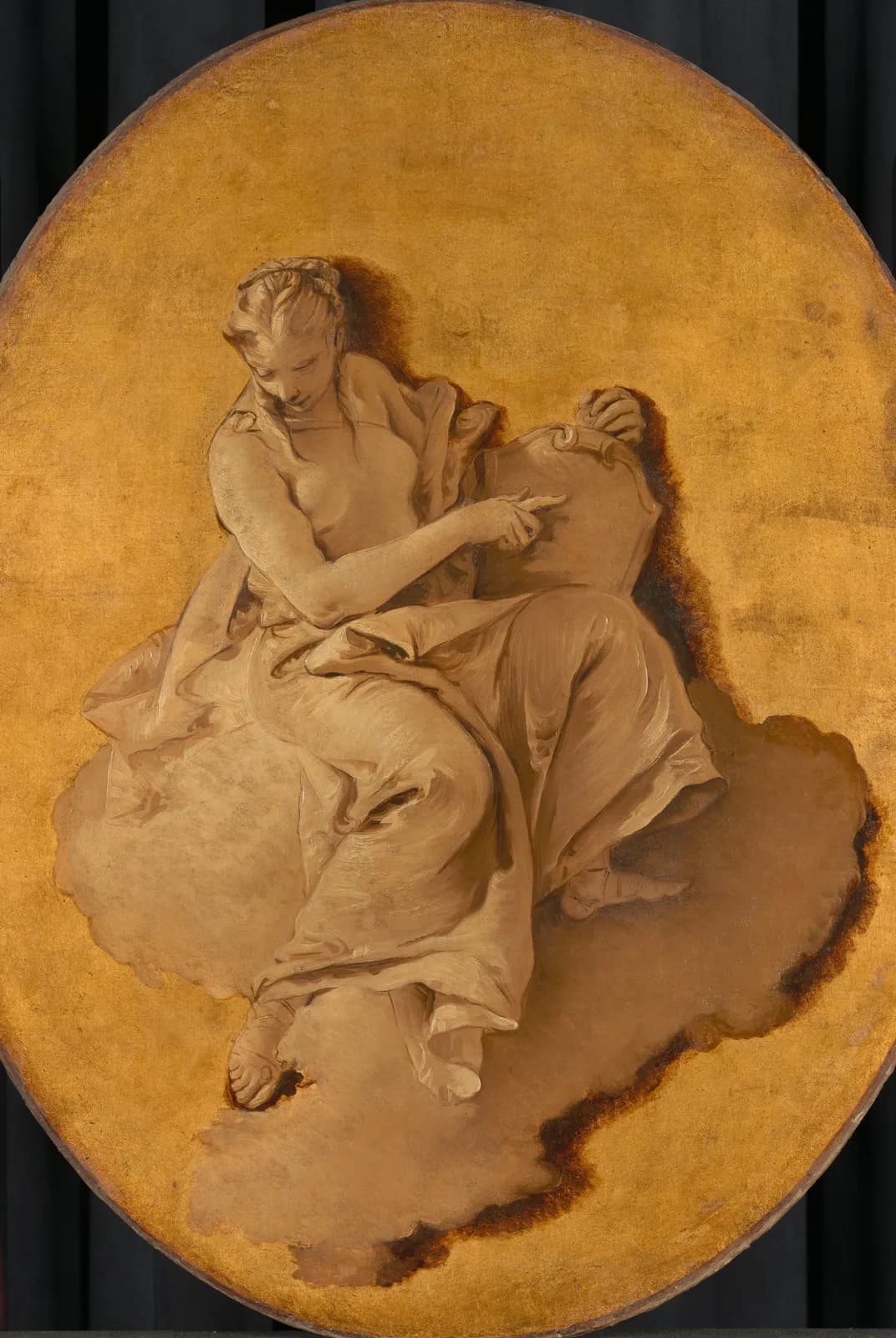 Allegorische vrouwenfiguur met een schild of spiegel (wellicht Voorzichtigheid) – Giambattista Tiepolo