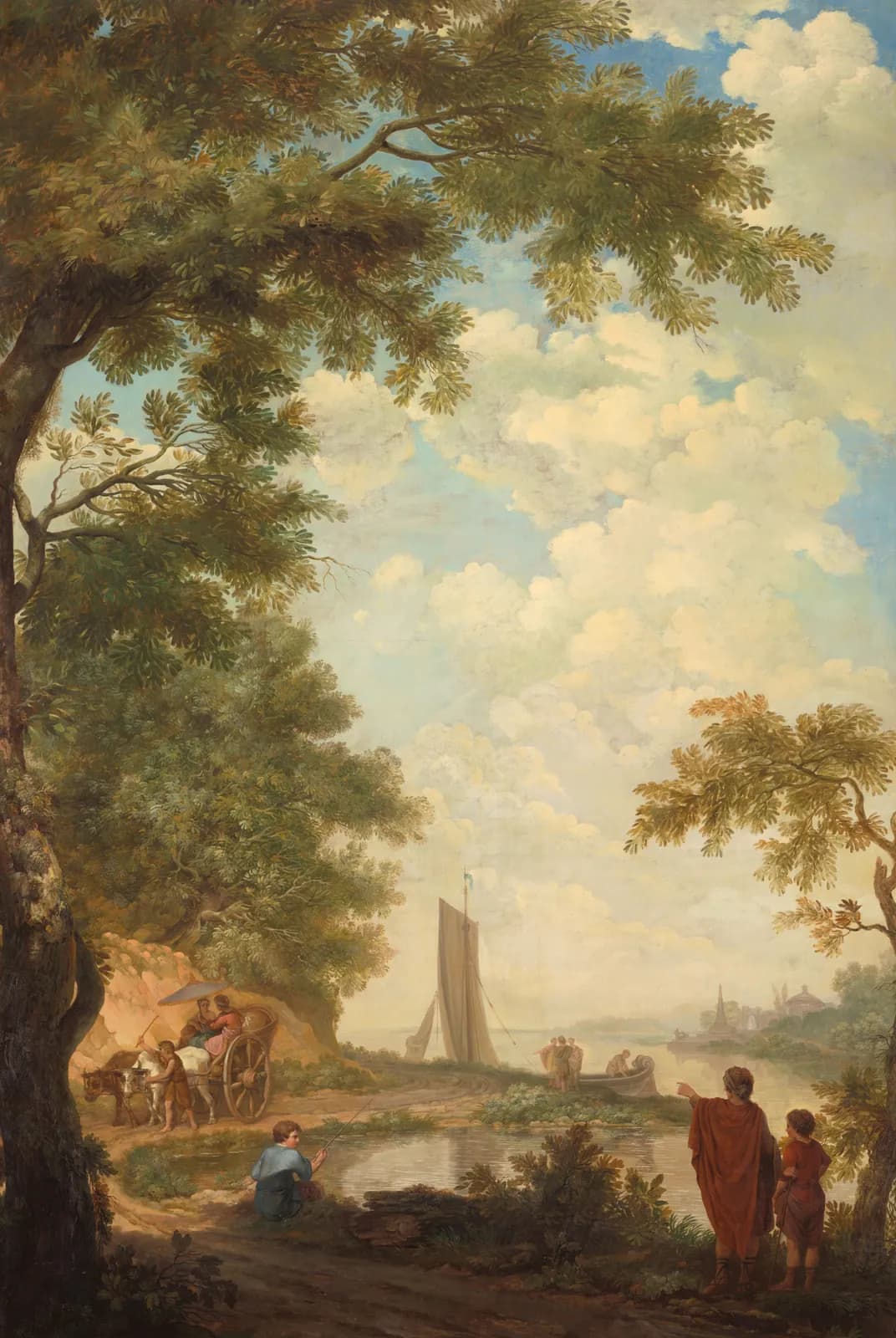 Arcadisch landschap met figuren bij een rivieroever – Andriessen