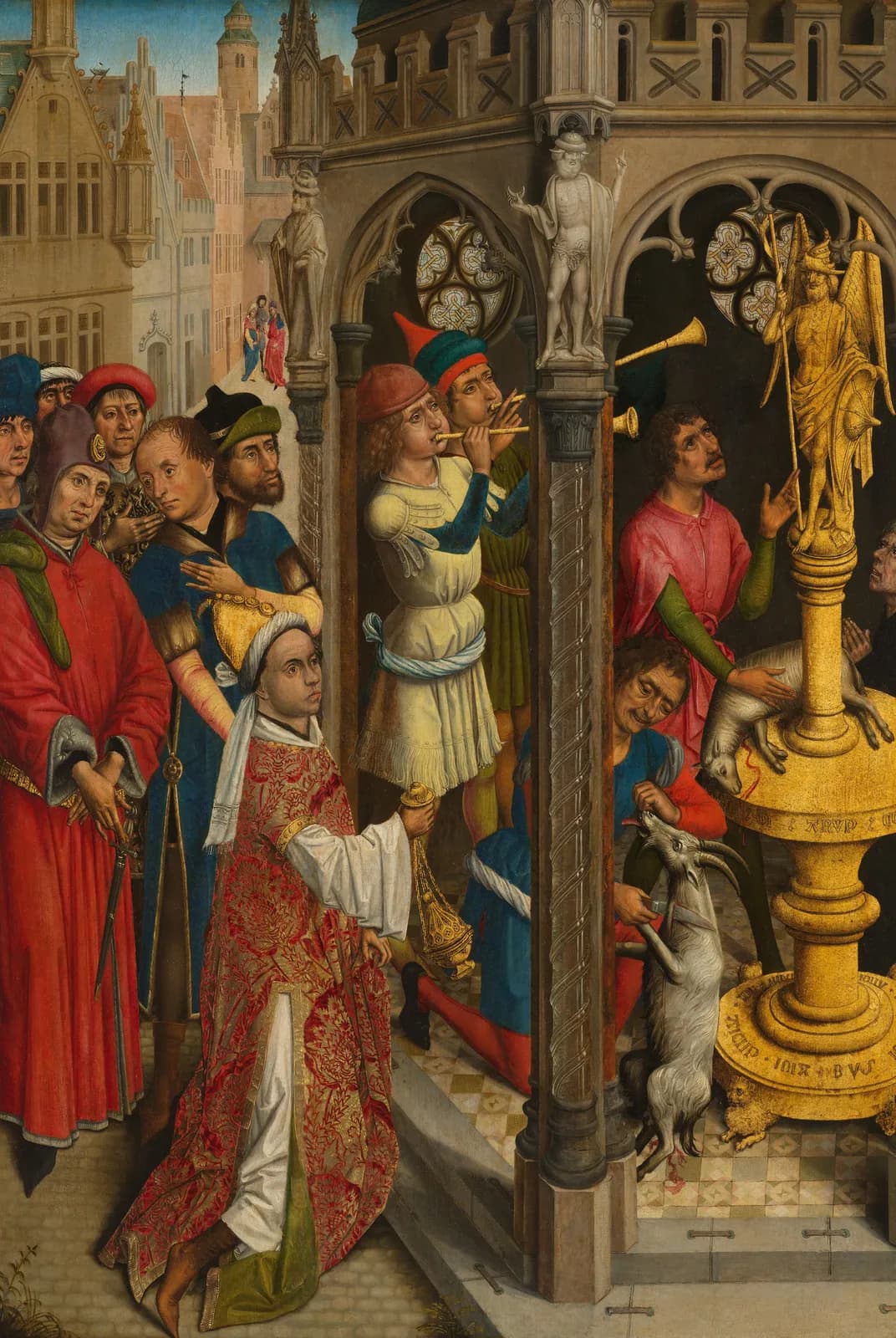 Augustinus offert aan een afgod van de manicheeërs – Meester van de Legende van de Heilige Barbara