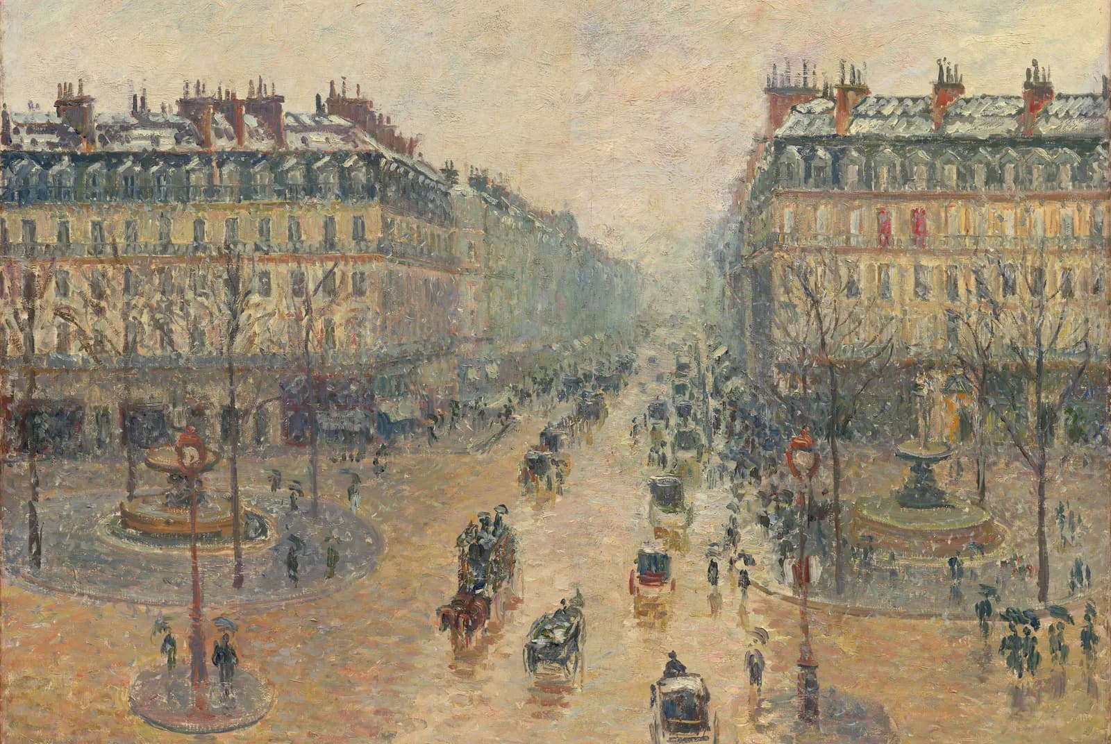 Avenue de l'Opéra, effect van sneeuw – Camille Pissarro