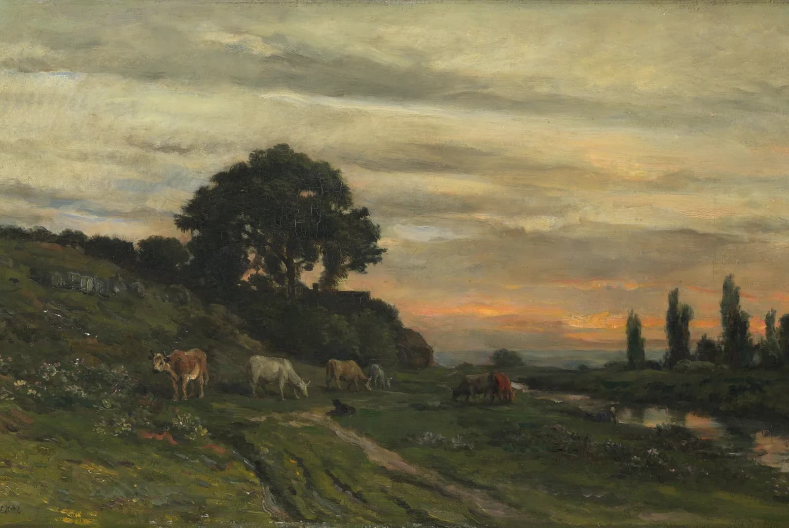 Avondlandschap met grazende koeien – Charles-François Daubigny