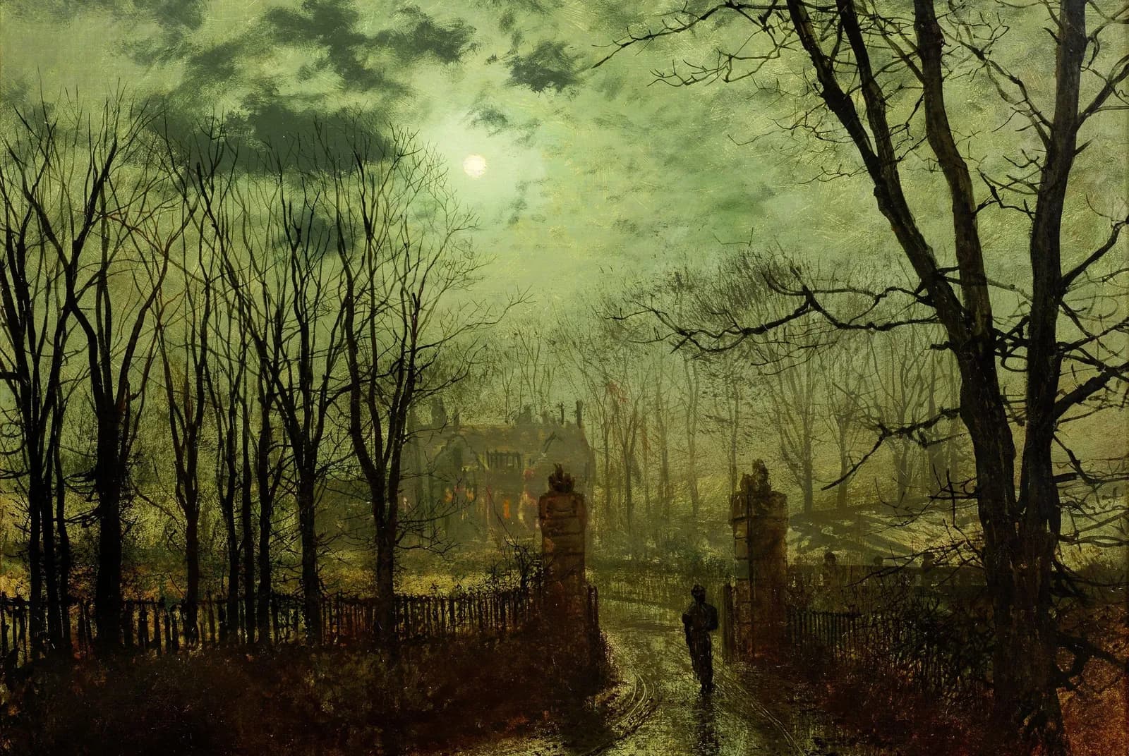 Bij het parkhek – John Atkinson Grimshaw