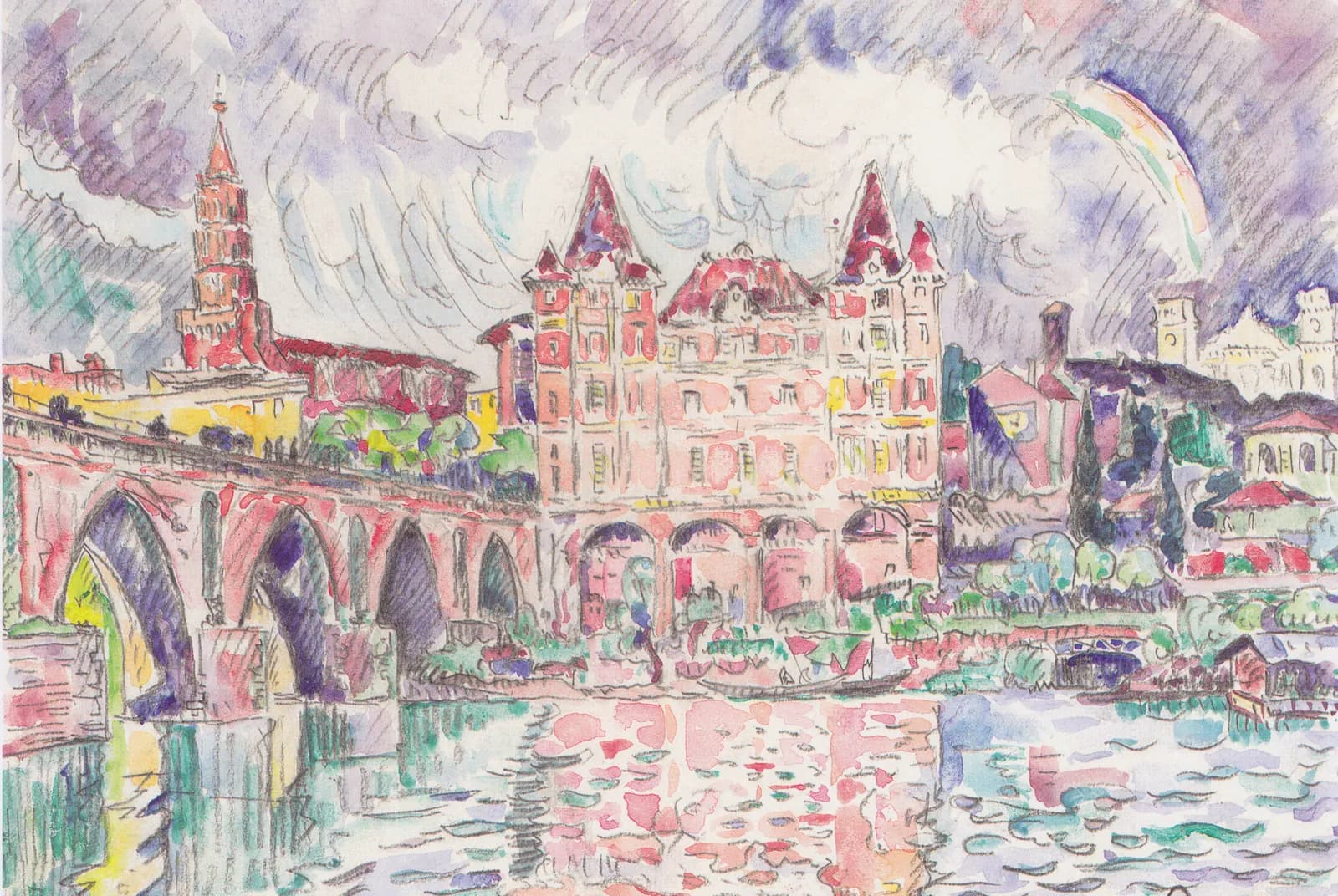 Gezicht op Montauban bij regen – Paul Signac