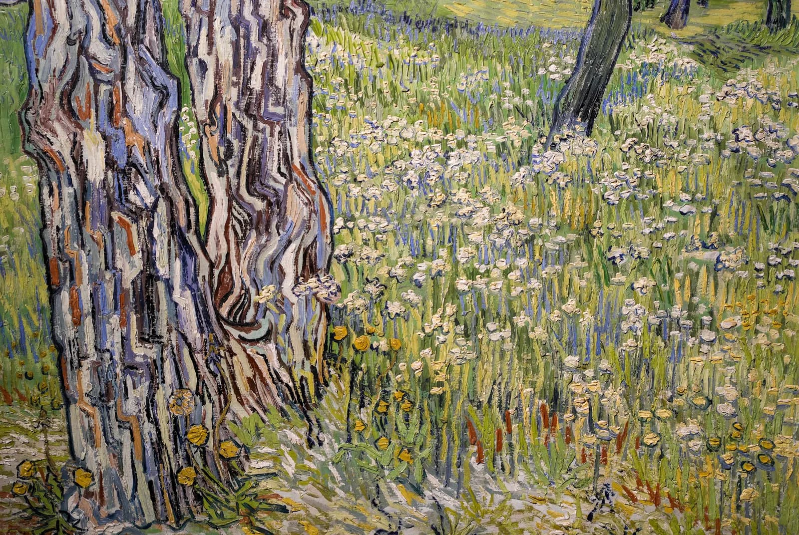 Bloeiende weide met bomen en paardenbloemen – Vincent van Gogh
