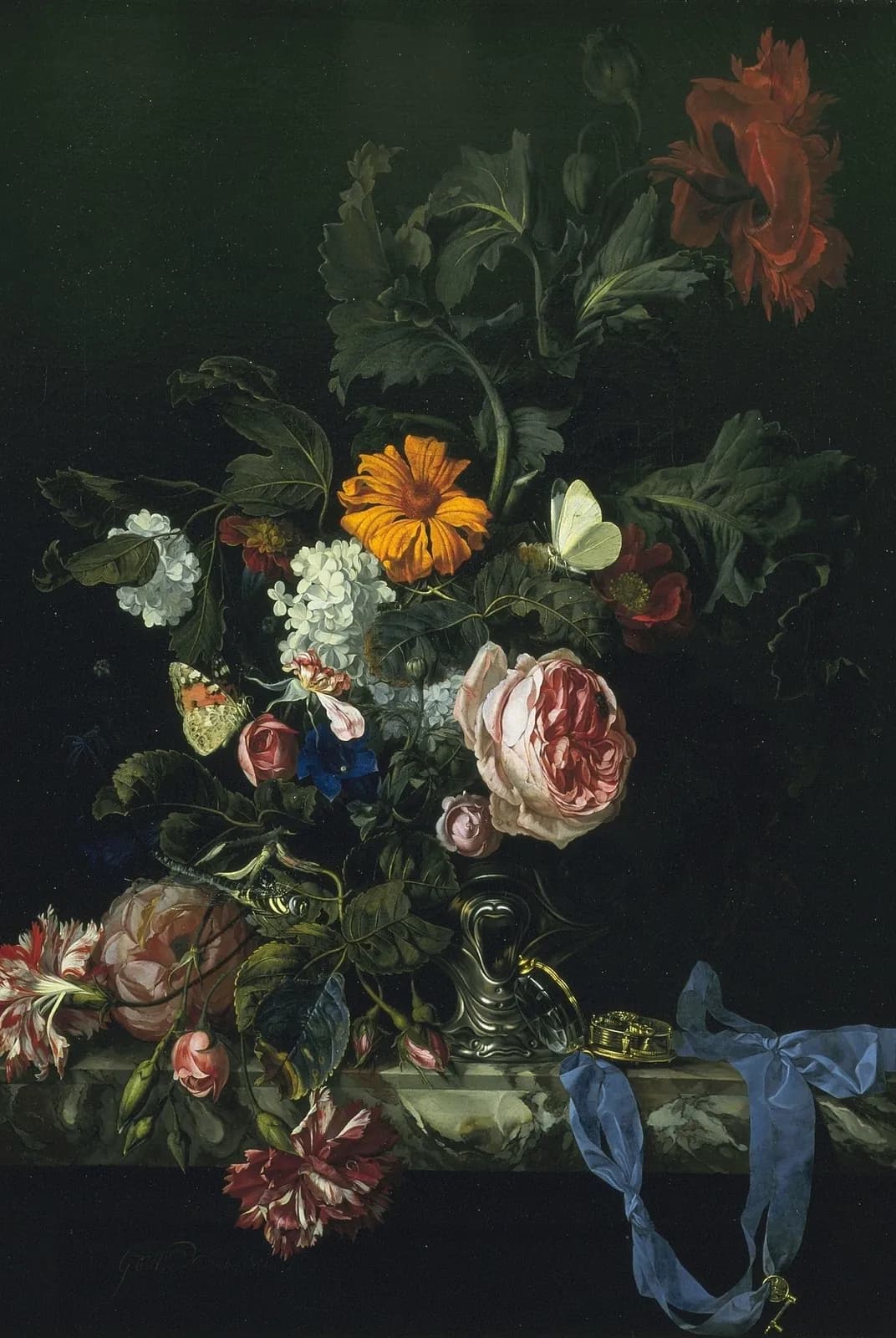 Bloemstilleven met horloge – Willem van Aelst