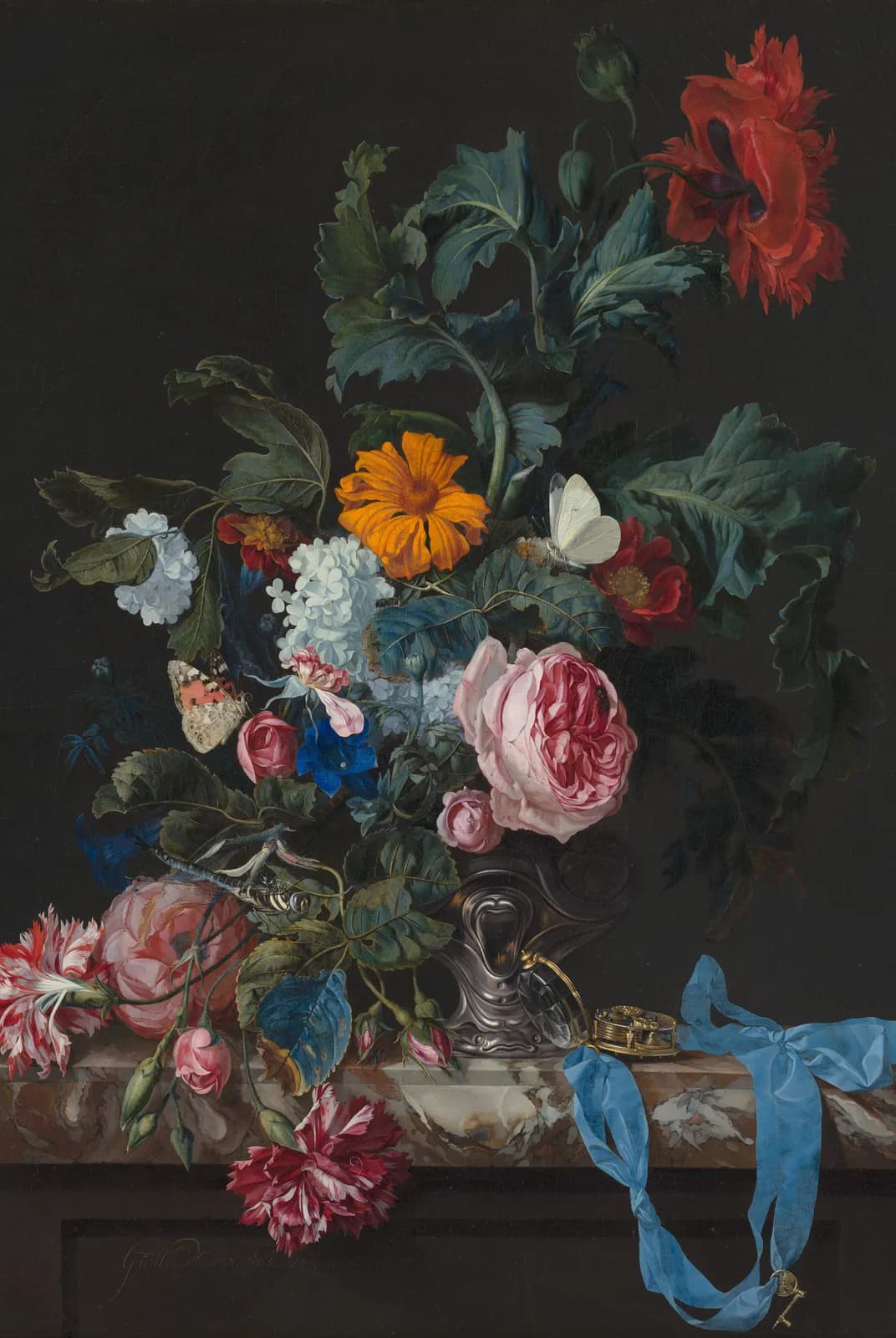 Bloemstilleven met zakhorloge – Willem van Aelst
