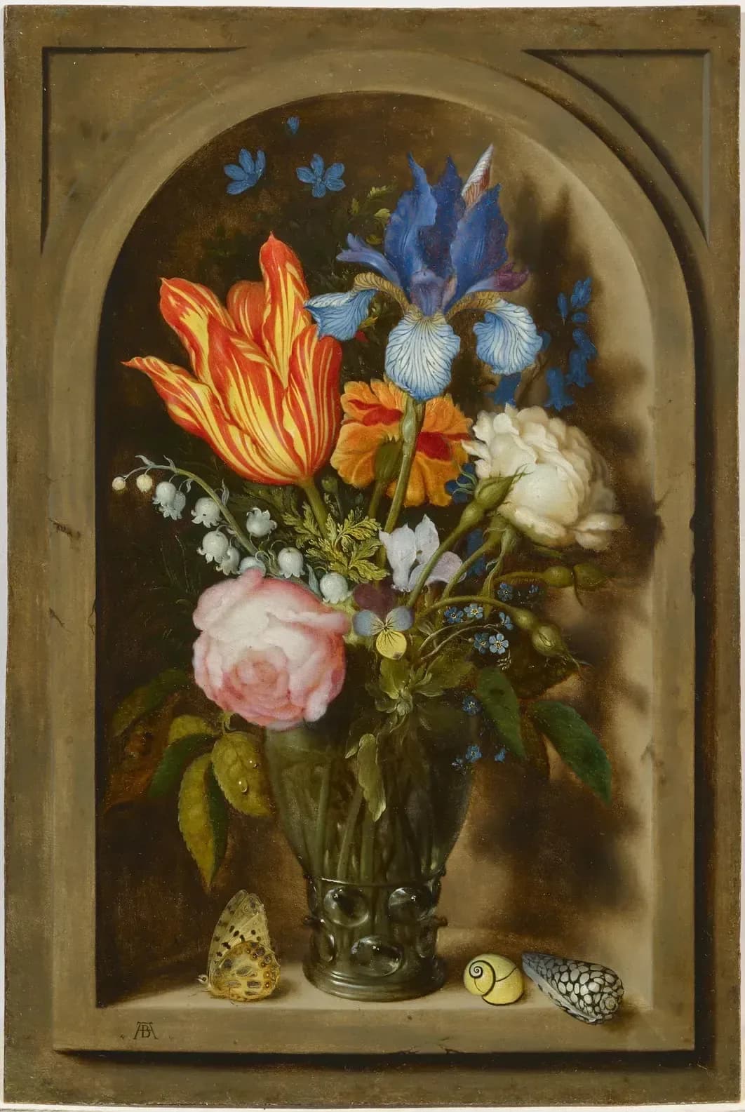 Boeket in een glazen vaas – Ambrosius Bosschaert