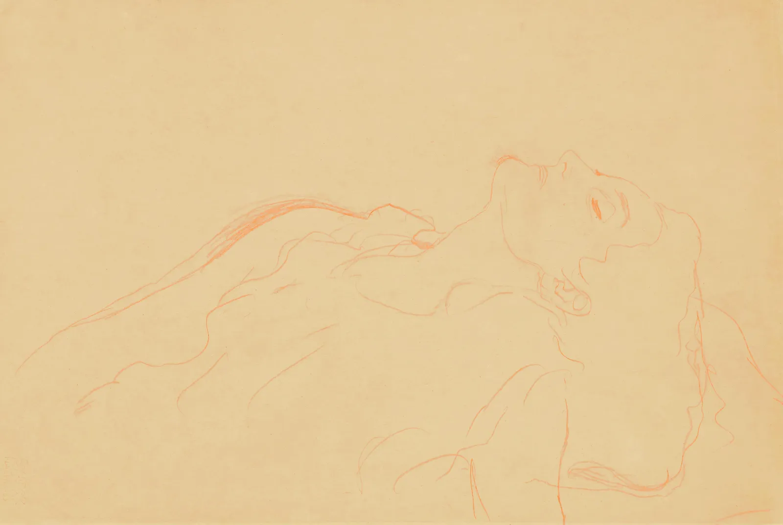 Borstbeeld met gesloten ogen, studie voor De maagd – Gustav Klimt