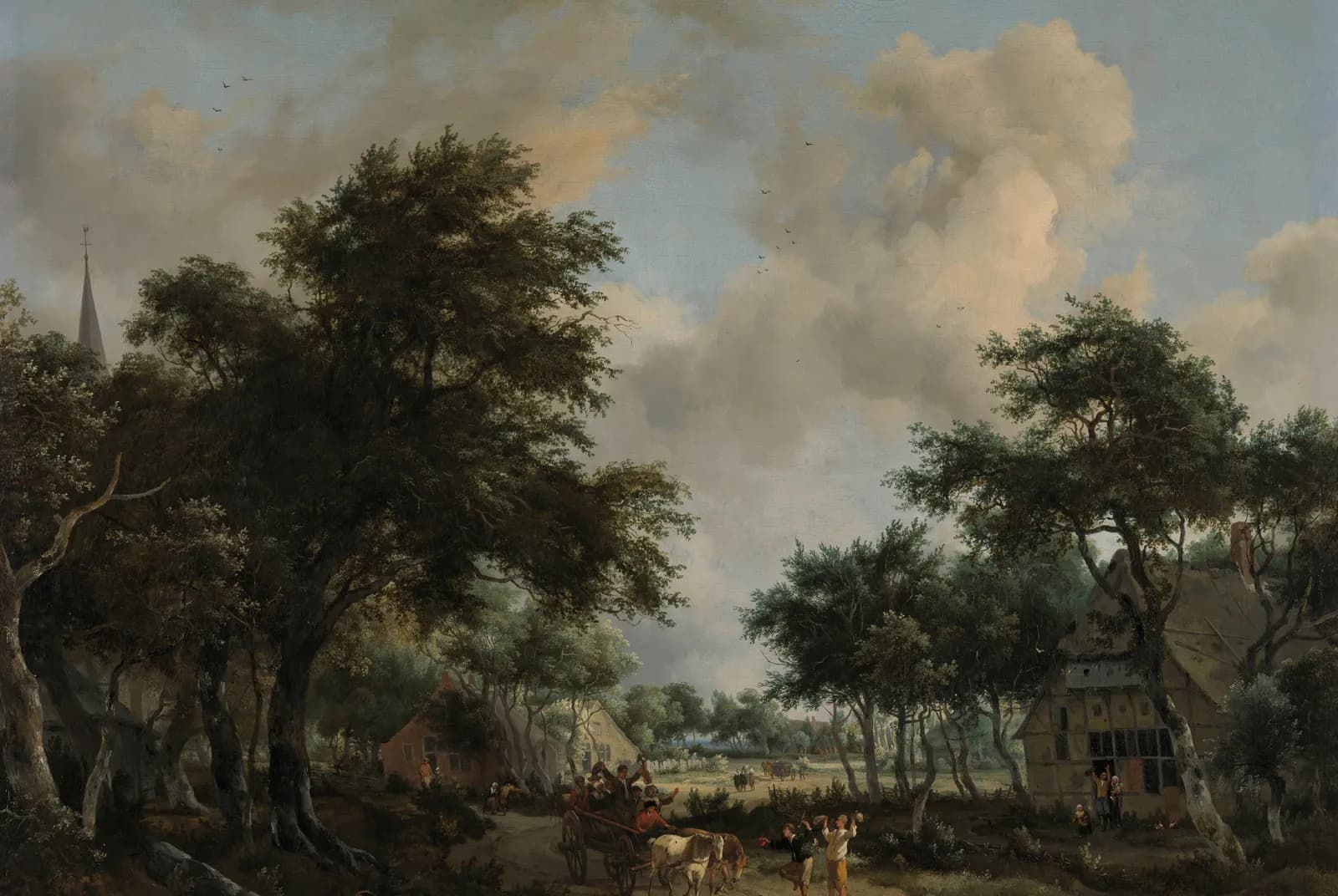 Bospad met een kar vol reizigers – Meindert Hobbema