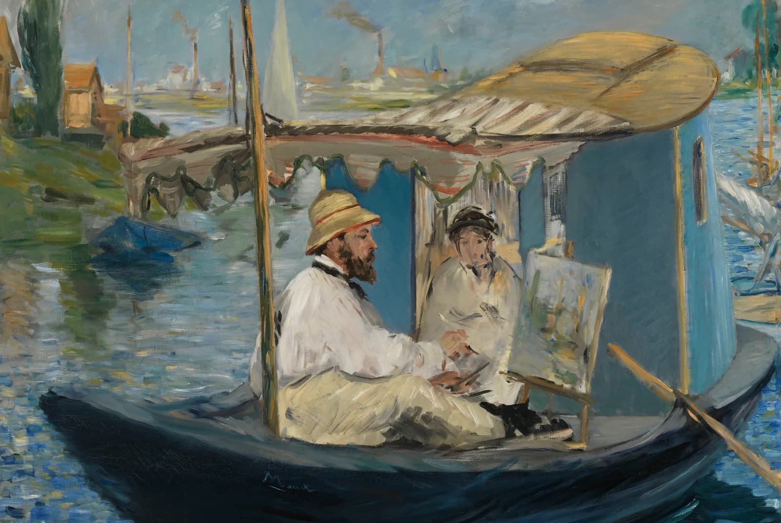 Claude Monet schilderend in zijn boot – Édouard Manet