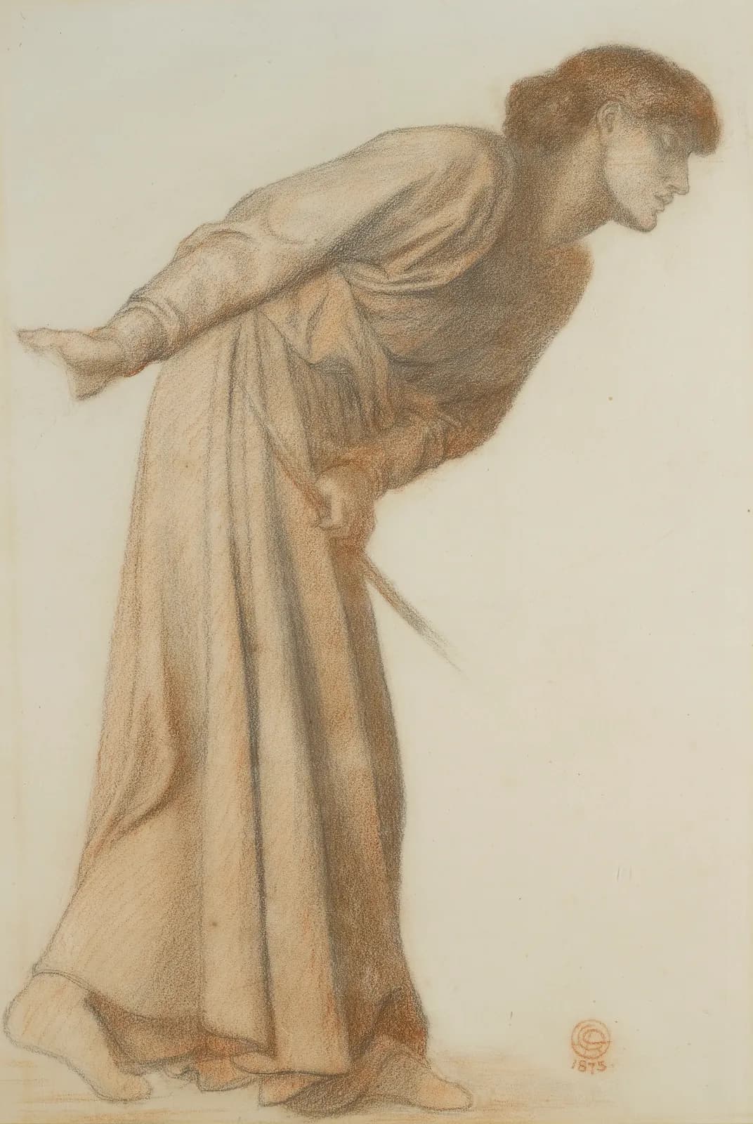 Dantes droom op het moment van de dood van Beatrice, figuurstudie – Dante Gabriel Rossetti