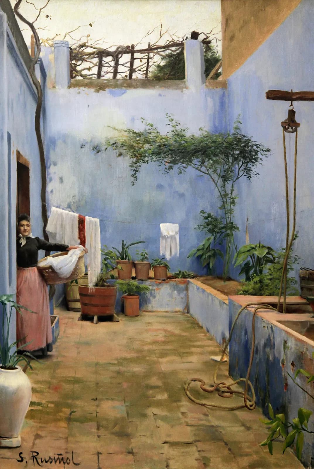 De blauwe patio in Sitges – Santiago Rusiñol