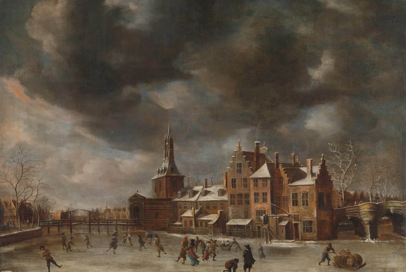 De Blauwpoort te Leiden in de winter – Abraham Beerstraten