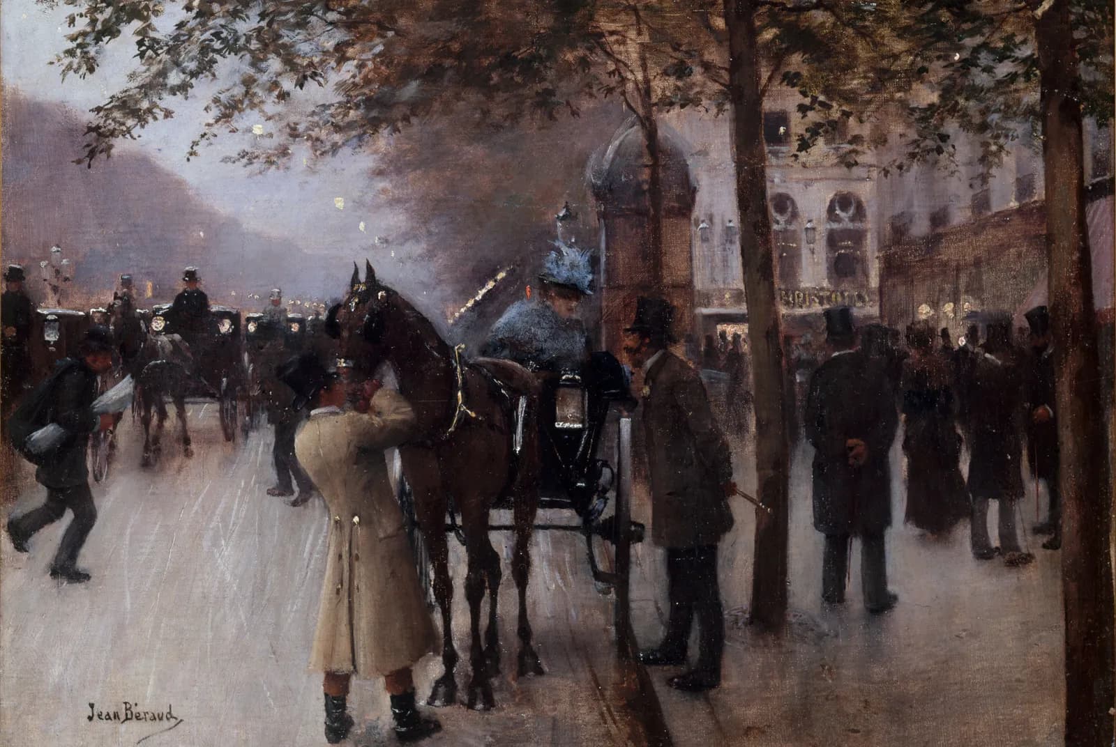 De Boulevard des Capucines bij avond, voor Café Napolitain – Jean Béraud