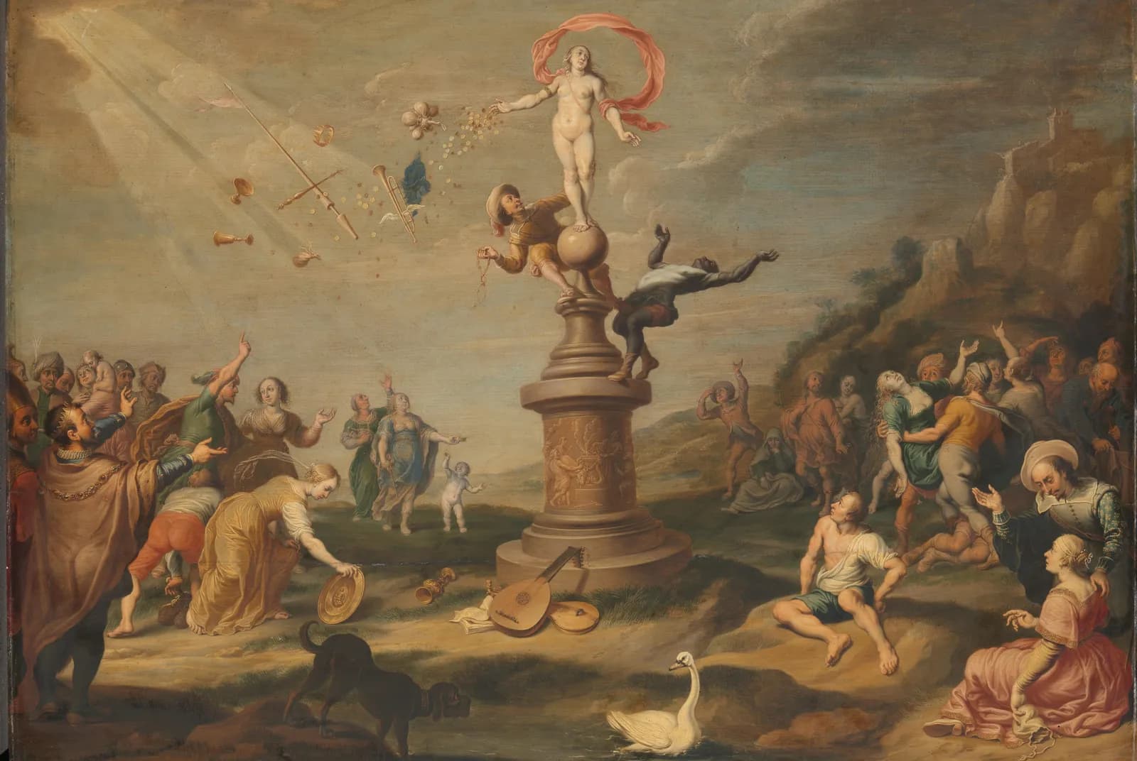 De godin Fortuna deelt haar gaven uit