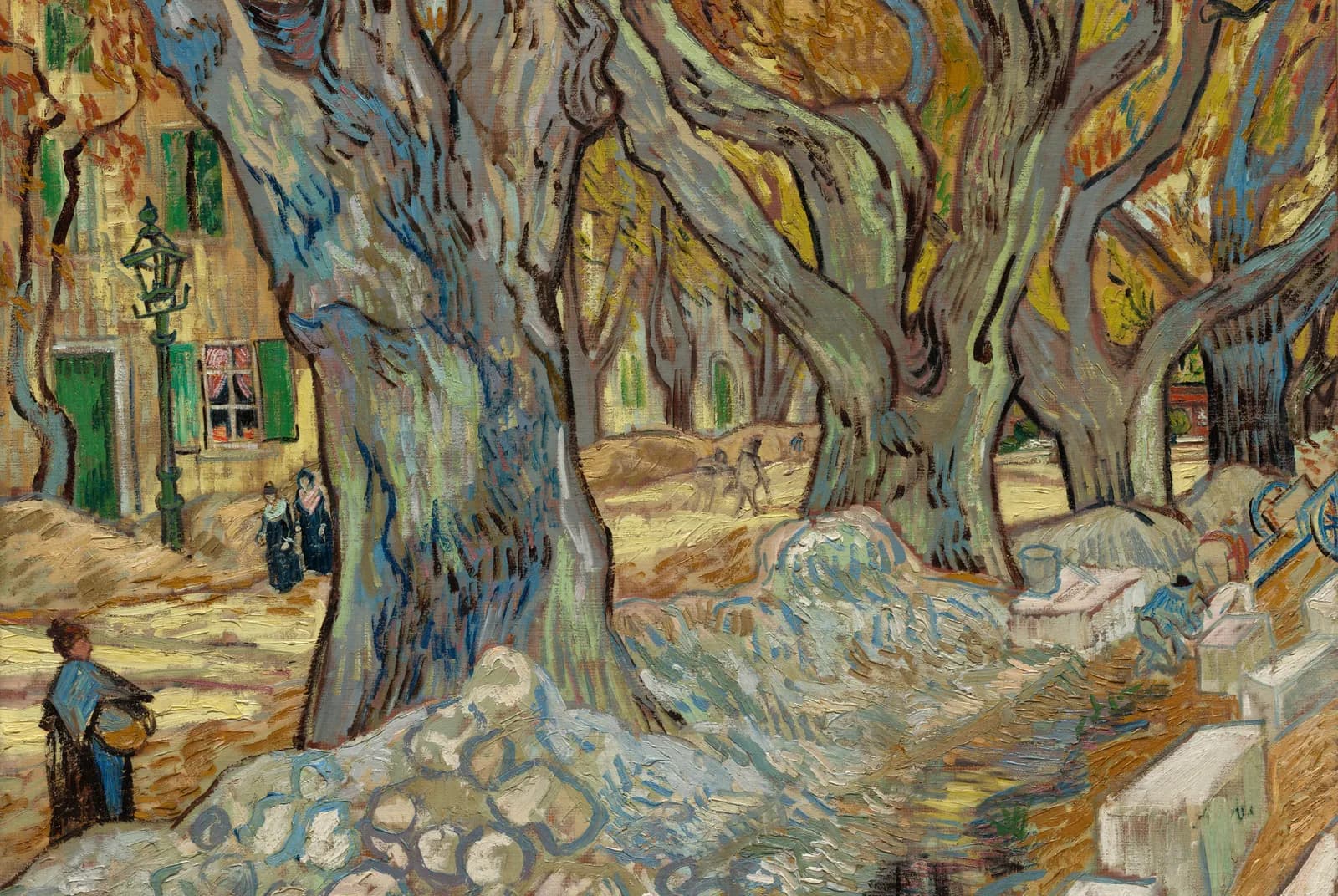 De grote platanen (wegwerkers in Saint-Rémy) – Vincent van Gogh