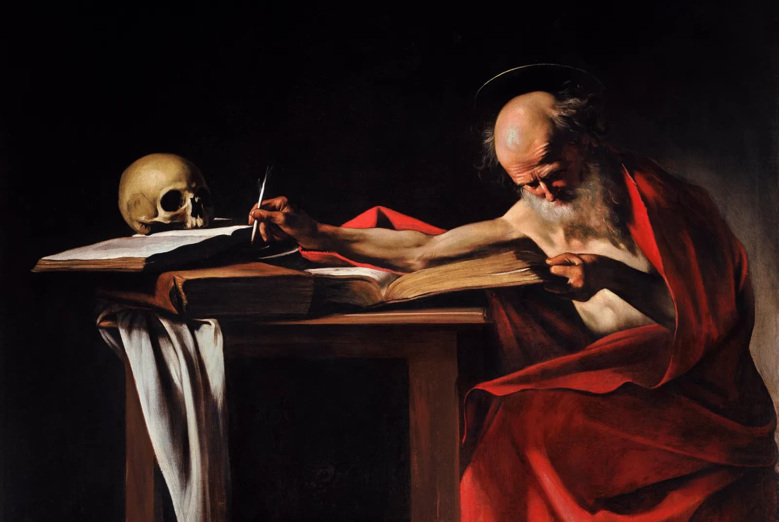 De heilige Hiëronymus schrijvend – Caravaggio