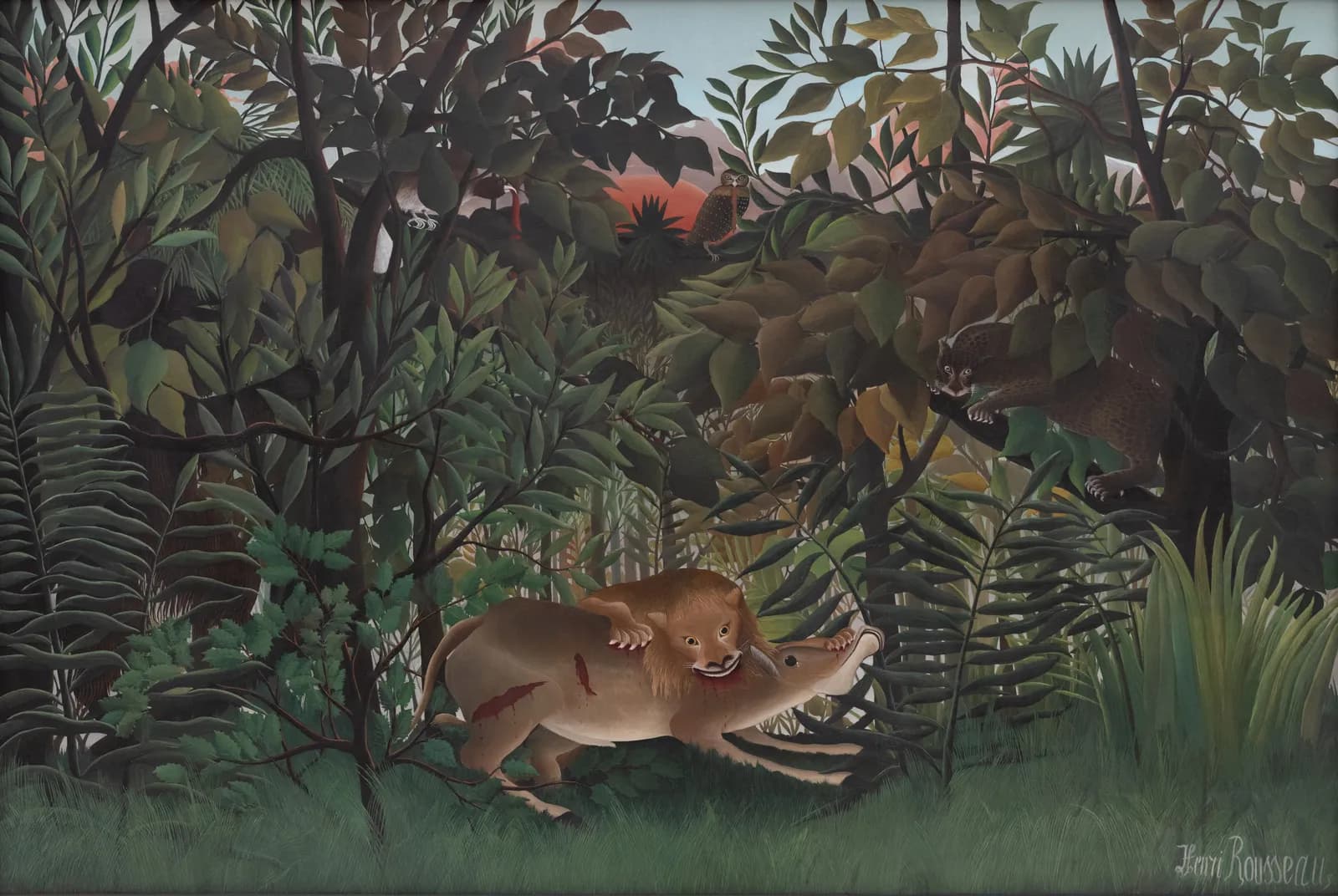 De Hongerige Leeuw Overvalt de Antilope – Henri Rousseau
