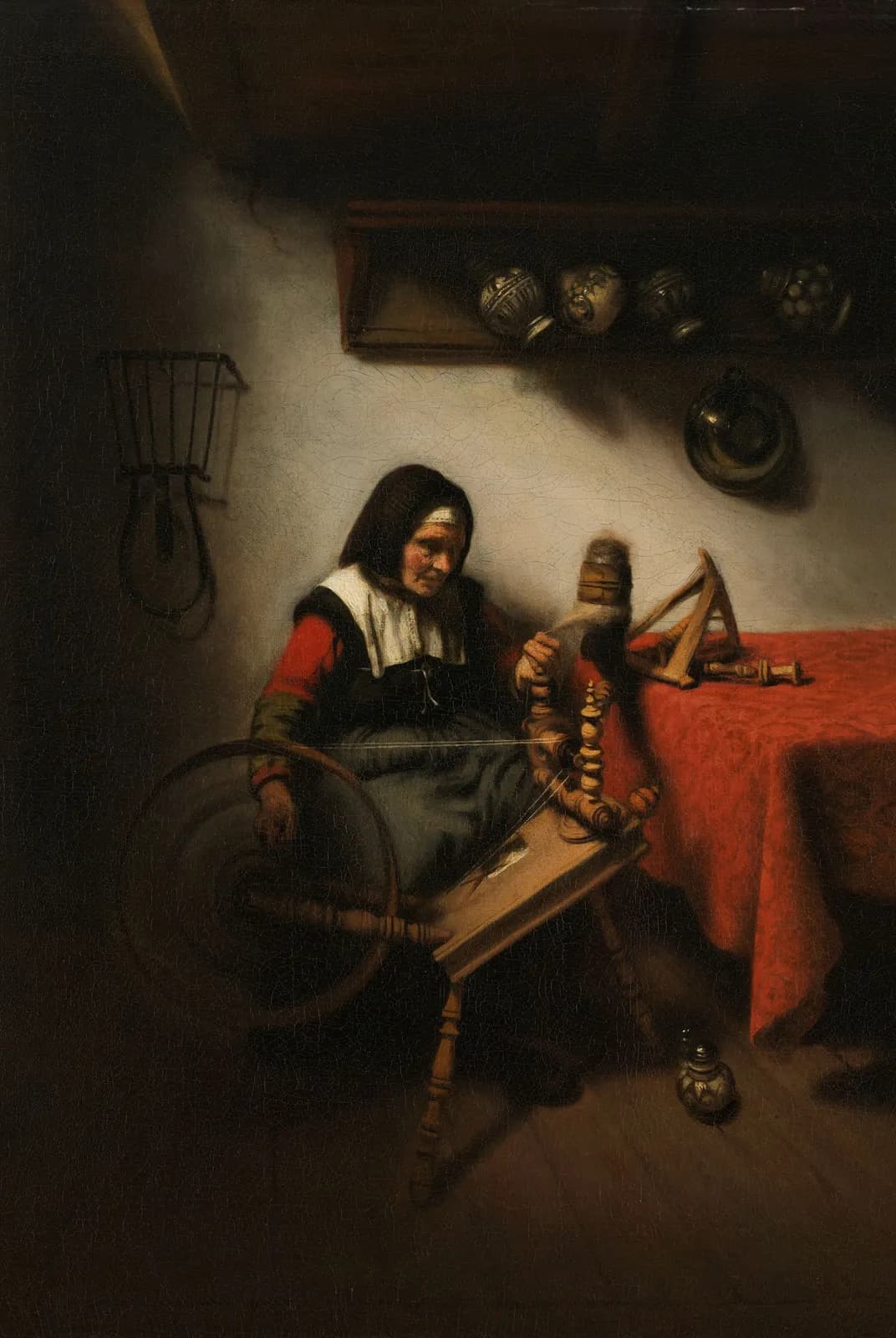 De spinster aan het spinnewiel – Nicolaes Maes