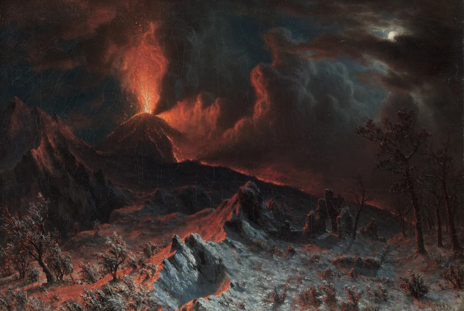 De Vesuvius om middernacht – Albert Bierstadt