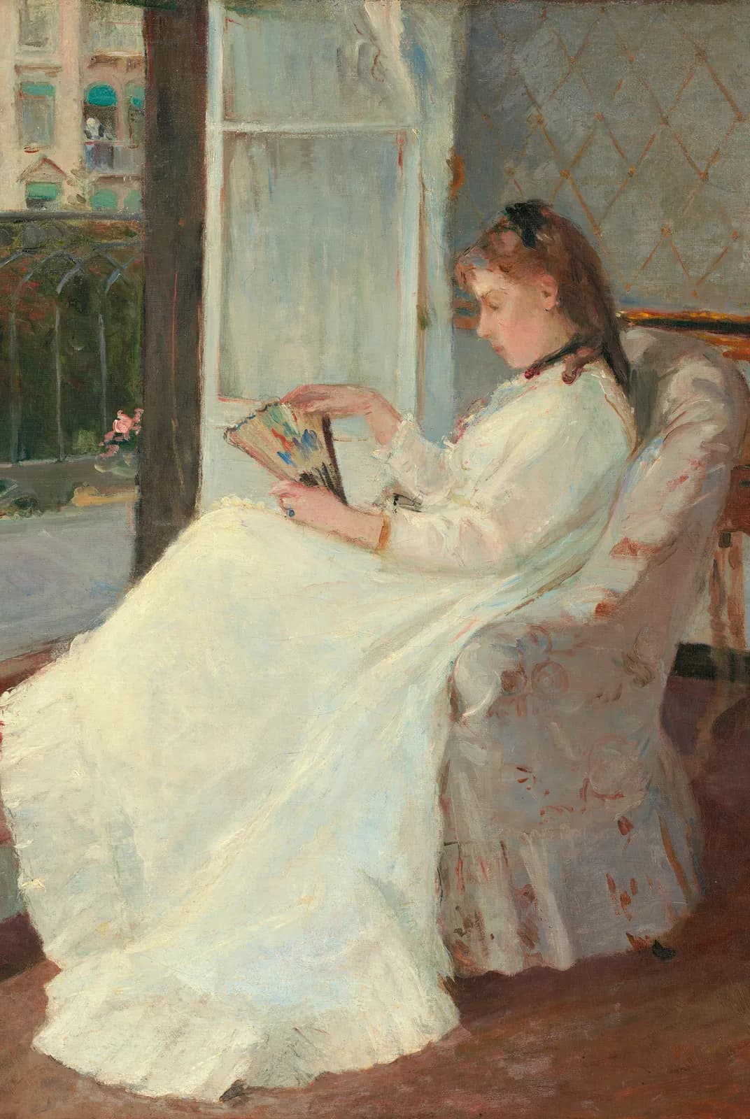 De zuster van de kunstenares bij het raam – Berthe Morisot