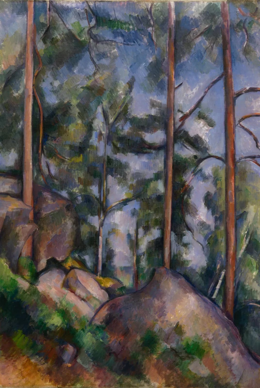 Dennen en rotsen bij Fontainebleau – Paul Cézanne