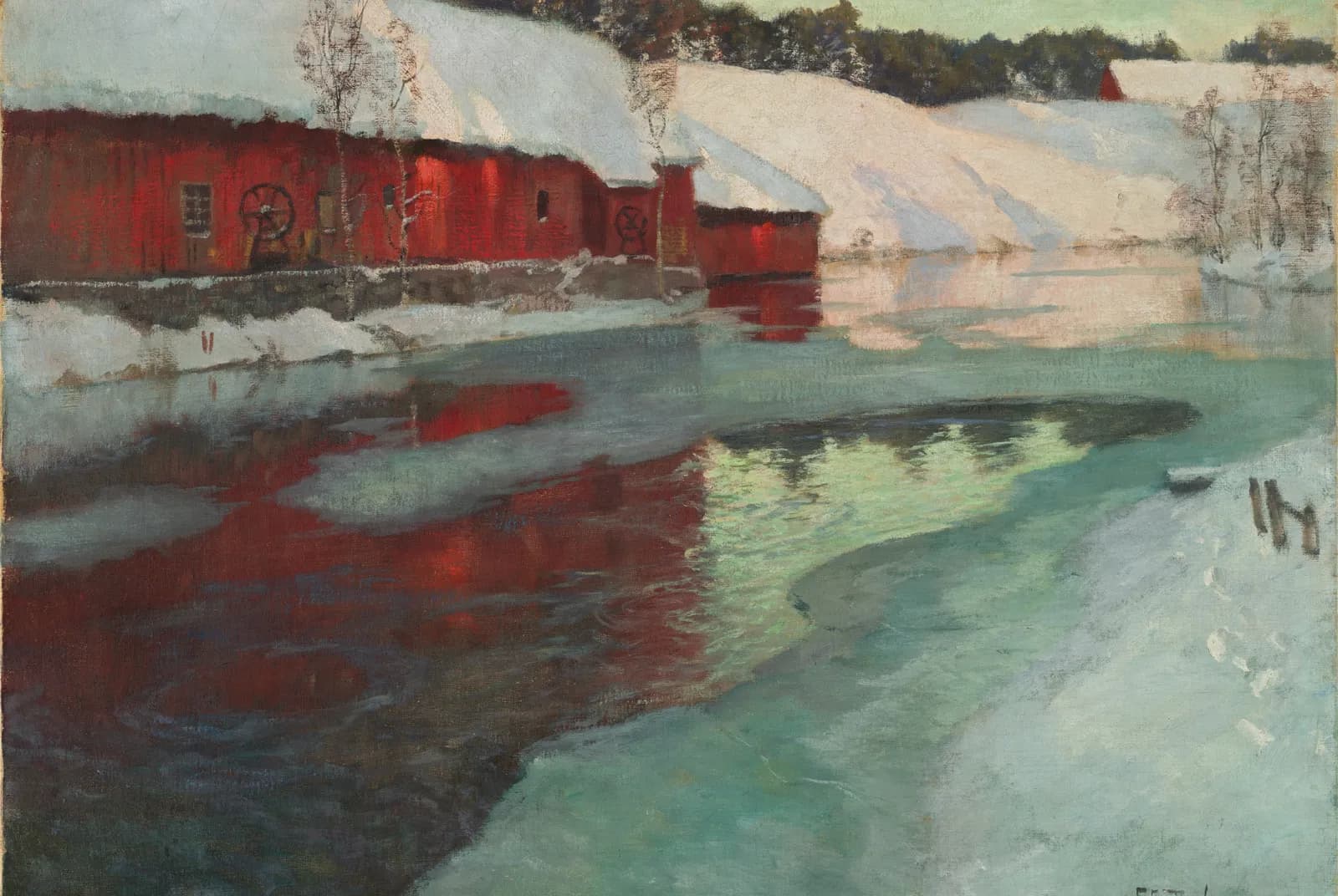 Dichtvriezende rivier – Frits Thaulow