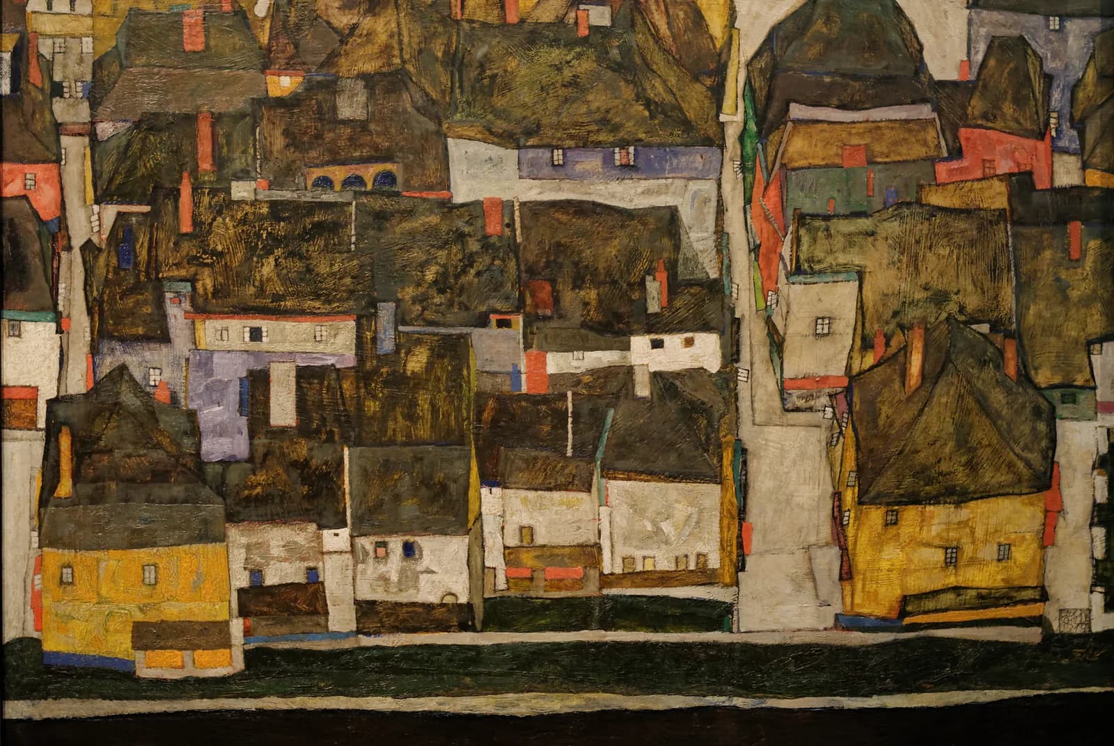 De kleine stad IV (Krumau aan de Moldau) – Egon Schiele