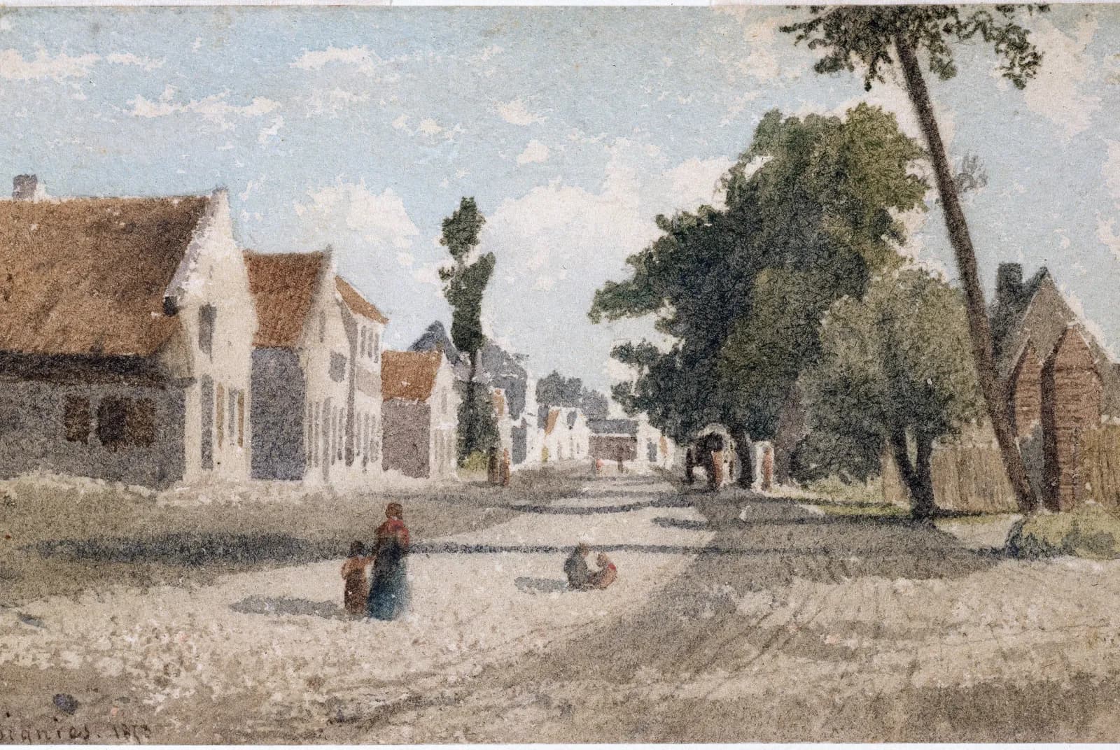 Dorpsstraat in de zon – Henri-Joseph Harpignies